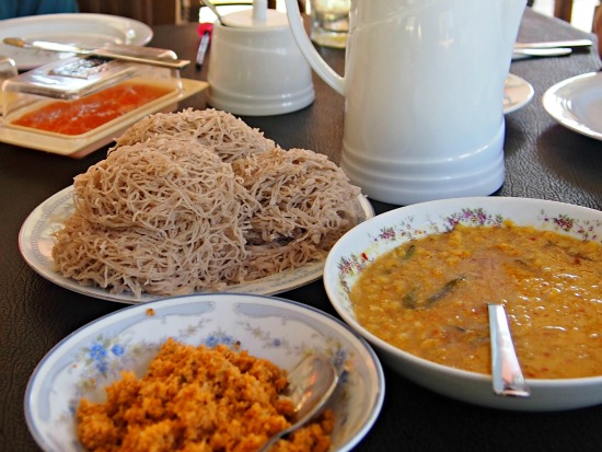 A sri lanka breakfast, substantial, but nothing like the traditional full English breakfast